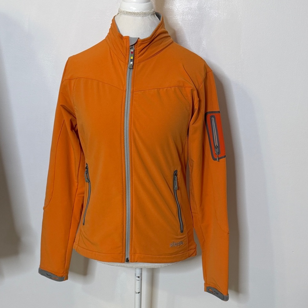 SHERPA, Women's Orange Softshell Jacket - Lightweight Zip Front Sz Med
